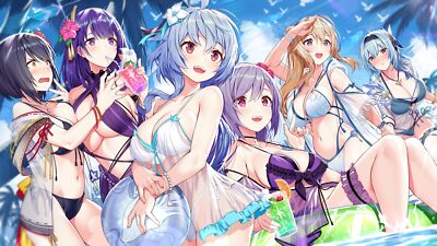 Anime girls artwork swimwear bikini cleavage belly big Custom Gaming Mat Desk
