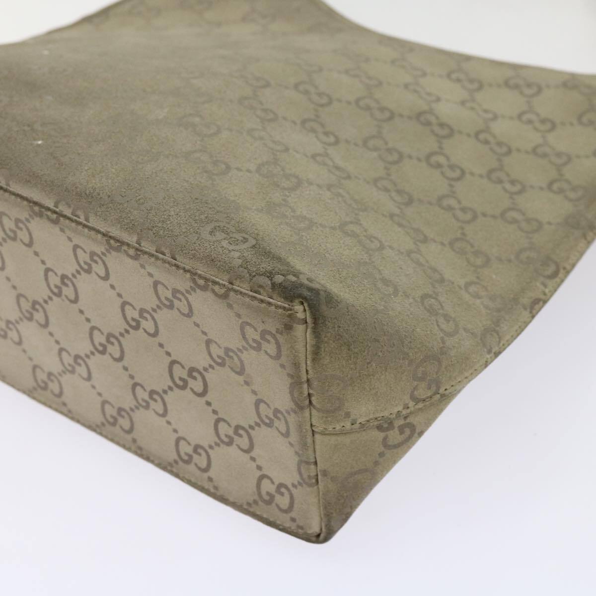 GUCCI GG Canvas Bamboo Shoulder Bag Gray 001 2058 3007 Auth GUCCI GG Canvas Bamboo Shoulder Bag Gray 001 2058 3007 Auth