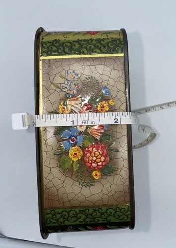 Rare Antique Tin Box Floral Hinged Top Vintage Patina Made in Holland - Picture 12 of 13