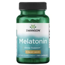 Melatonin 3 mg 120 Capsules Calm Relaxation Sleep Aid EXP 12/25 Swanson's 