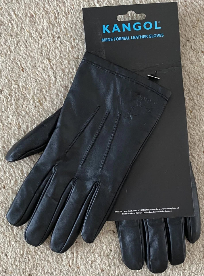 Подлинные мужские официальные перчатки Kangol из натуральной кожи черные мягкие большие - Изображение 2 из 3
