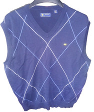 Jack Nicklaus Blue/Yellow Argyle Golf Sweater Vest Yellow Bear Logo Size XL Men