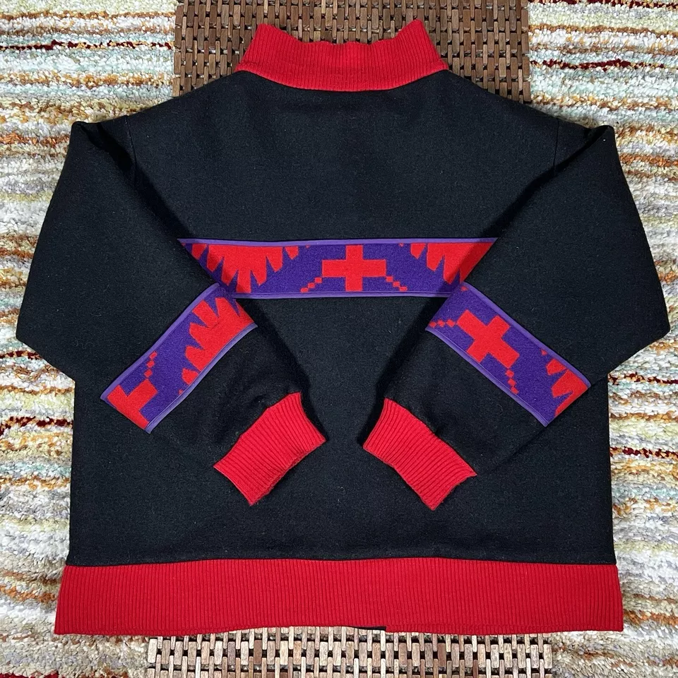 Chaqueta De Colección Pendleton Gorge Roja Lana Azteca Frontal A Presión Para Hombre Talla XL Foto 2 de 4