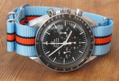 NATO Strap Armband Sicherheitsgurt 22 mm hellblau orange gestreift