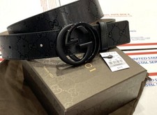 Classic Gucci Men’s Belt Black Shiny Canvas Size 110/44 Fits38-39 Pants/Jeans