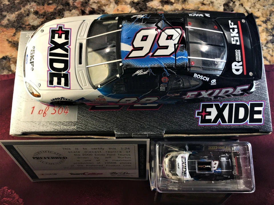 JEFF BURTON 2000 Exide Batteries #99 Team Caliber 1/24 CW Bank & 1/64 HO Car SET - Image 4 of 4