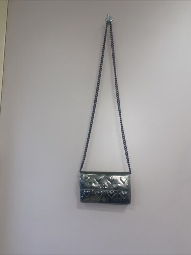 Mark Jacobs Wallet On Chain Gray Metallic Patent L