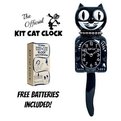 RETRO KITCHEN LADY KIT CAT CLOCK 15.5'' Black Kit-Cat Klock USA MADE Free Battery