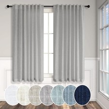 Gray Curtains 54 Inch Length for Boys Bedroom 2 Panels Pocket Back Tab Linen ...