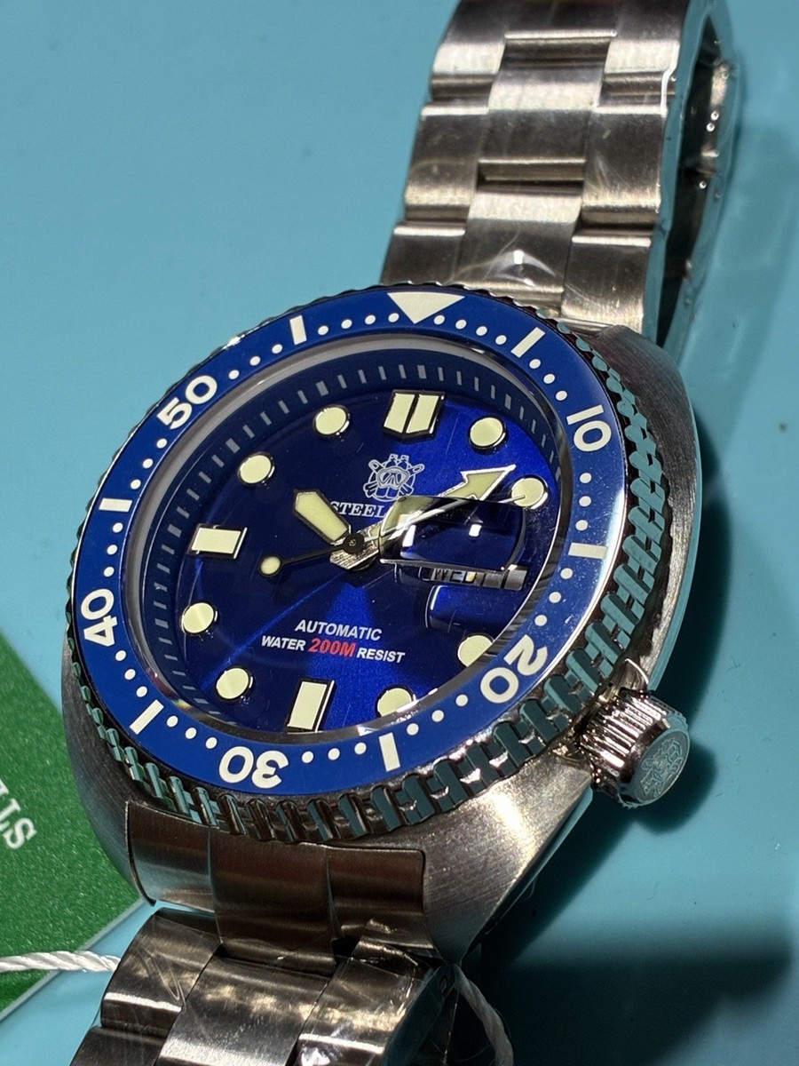 STEELDIVE BLUE TURTLE DIVER SMURF 45MM SEIKO NH36 SAPPHIRE CERAMIC