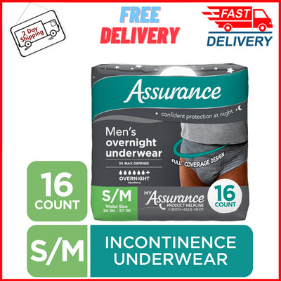 Assurance Incontinence Underwear For Men's Adult Diaper, Overnight S/M 16 Count
