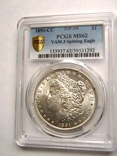 1891-CC  Morgan Silver Dollar $1 TOP 100 MS62 VAM 3 SPITTING EAGLE