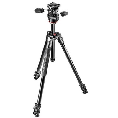 Manfrotto 290 Xtra Aluminum 3-Section Tripod Kit with 3-Way Head (MK290XTA3-3WUS