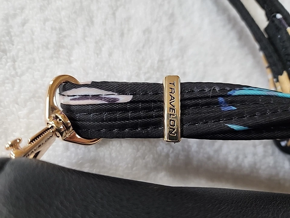 Bandolera Travelon Mujer Negra Con Floral Multicolor Usada Foto 4 de 4