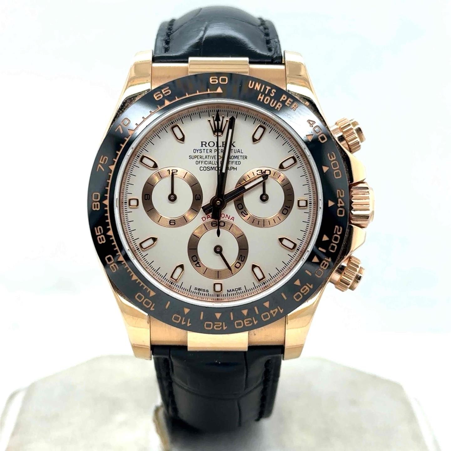 Rolex Daytona 40mm 18K Rose Gold Ivory Dial Automatic Men Watch 116515LN