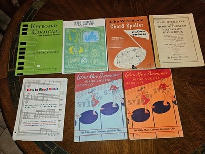 Lot Of 7 Vintage Piano Instruction Books Burnam Williams Schaum Fischer & Evans