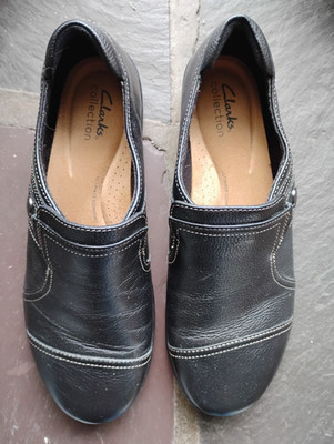 Women's Clarks Cora Poppy Slip-on Loafers Size 8.5C Black Leather Casual Comfort