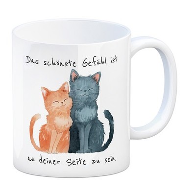 Katzenpaar Tasse mit Spruch An deiner Seite zu sein ist das schönste Gefühl