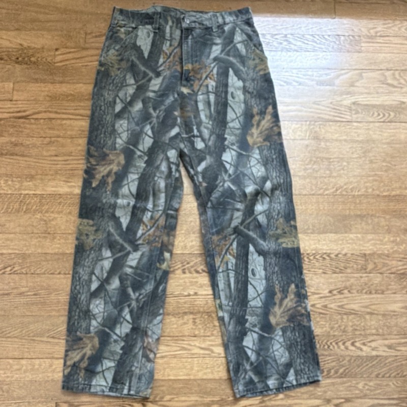 Carhartt Camouflage Hunting Pants 34W 33L Cotton Dungaree Fit Multi-Color