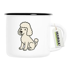Emaille Tasse Pudel Curly Comic Geschenkidee Pudel Geschenk Präsent Mitbringsel