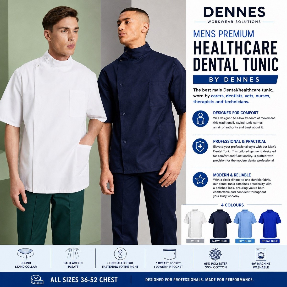 Mens Nurse Tunic Beauty Salon Therapist Uniform Healthcare