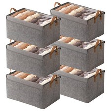 6-Pack Closet Clothes Organizer Bins, 23L Foldable Fabric Storage Boxes6840