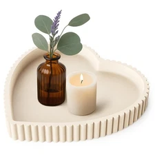 Heart Shape Decorative Tray Concrete Coffee Table Centerpiece Home Decor Gray