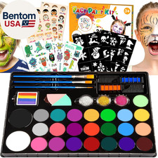 Face Painting Kit for Kids, 24 Colors Water Based Non-Toxic Face Paint with Sten