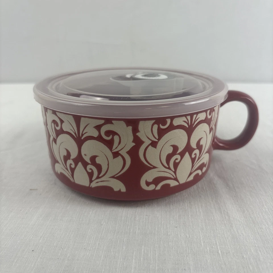 Microwave & Oven Safe Soup Mug/Bowl Vented Lid Pottery Cook's Essential Set Of 4 - Image 2 of 4