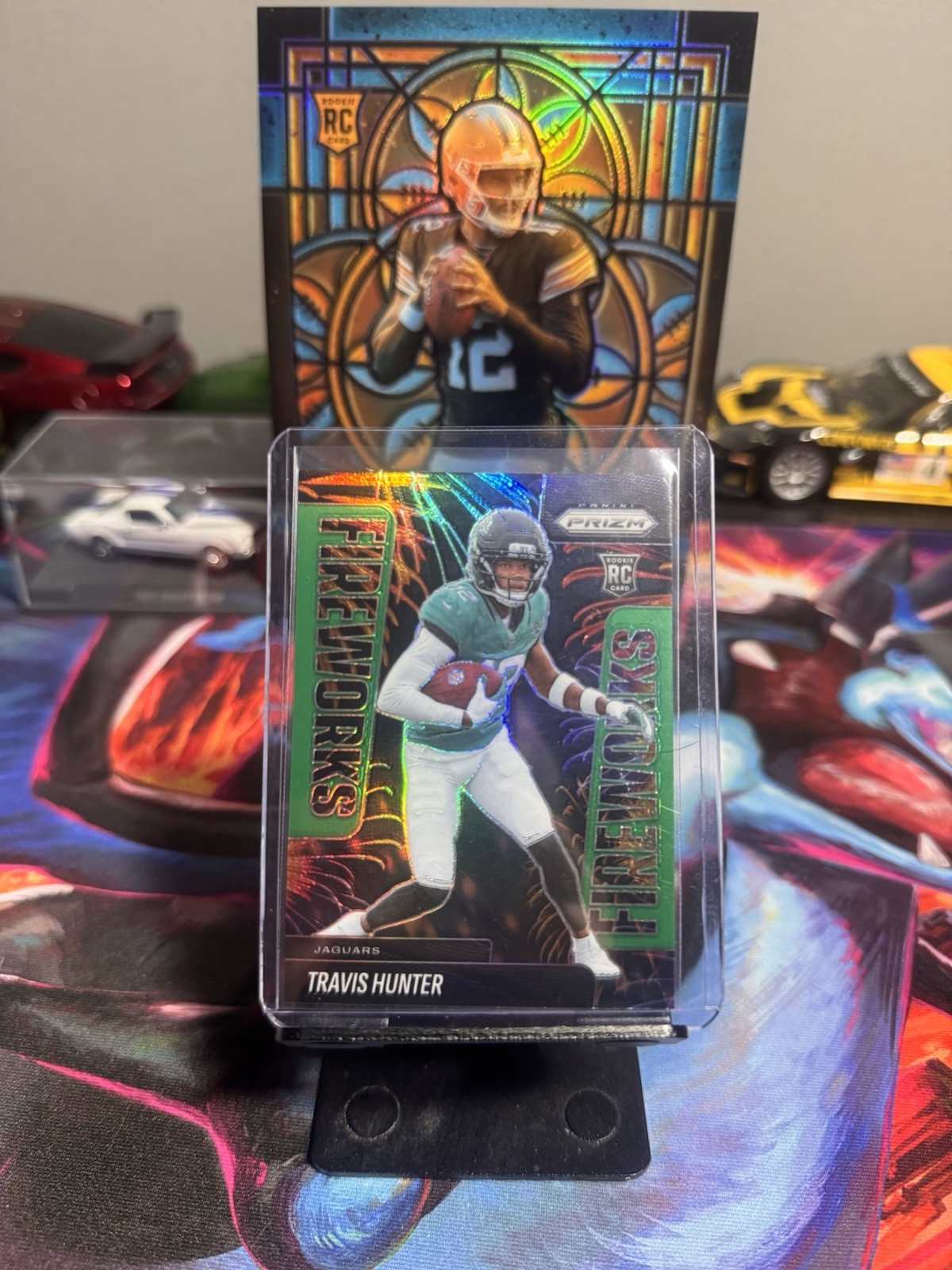 Panini Prizm 2025 Green Fireworks Rookie Travis Hunter Jaguars #13 NFL Football