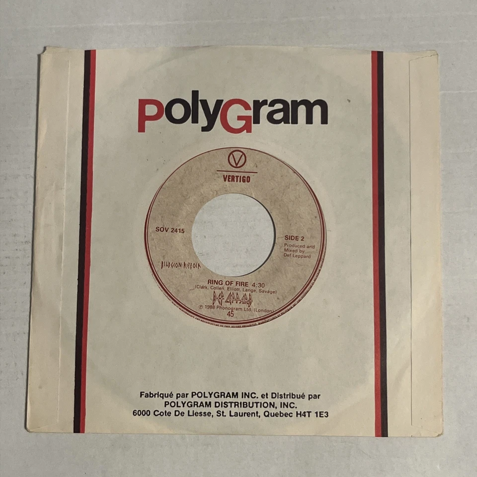 DEF LEPPARD - Pour Some Sugar On Me - CANADIAN PRESS - 7” Vinyl Single - 1987 - Image 2 of 3