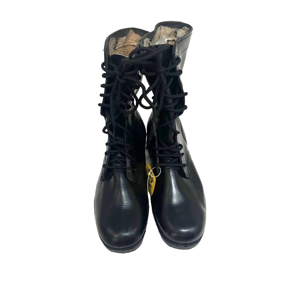 Mens Black Leather Lace Up Combat Jump Biker Boots Men US 6W 