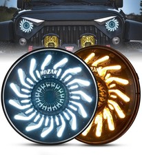 7inch Round chrysanthemum petal Headlights White DRL Amber Turn Signal Compat...
