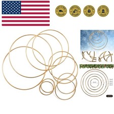 Dream Catcher Rings, 10PCS Wreath Macrame Rings Gold Metal Floral Hoops for M...