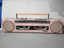 Vintage PINK SANYO M-W800 AM/FM Dual Cassette Recorder Mini Boombox Needs Repair