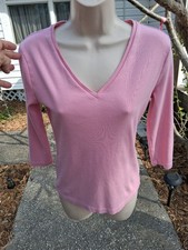 Jones New York Sport Pink VNeck TeeShirt 3/4 Sleeve Sz S