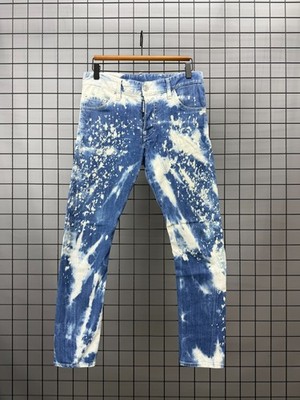Dsquared2 Sexy Twist Mens Jeans 44 Slim Blue Paint Splatter Distressed