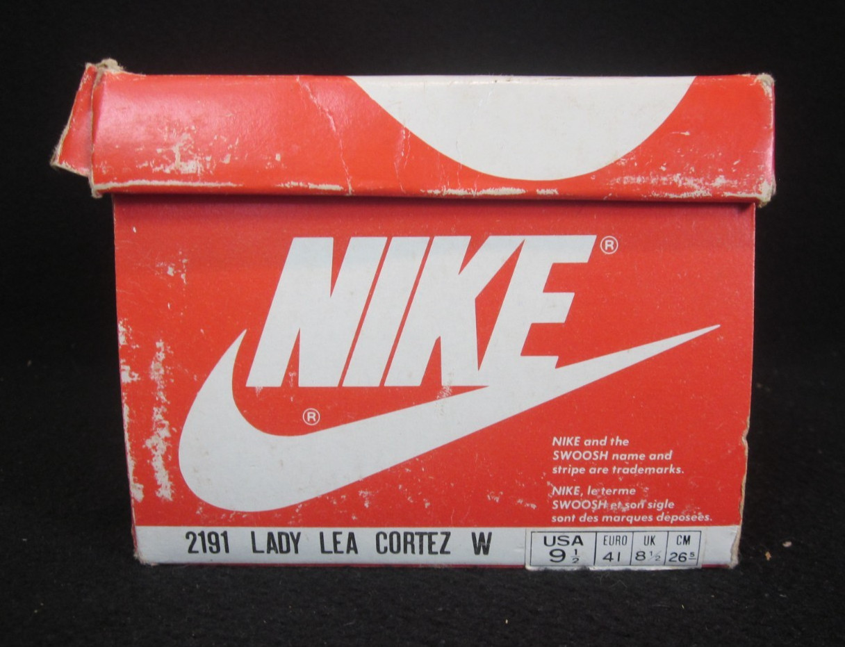 NIKE 2191, Lady Lea Cortez Sneakers, Orange & White, Vintage Empty Shoe Box image 5