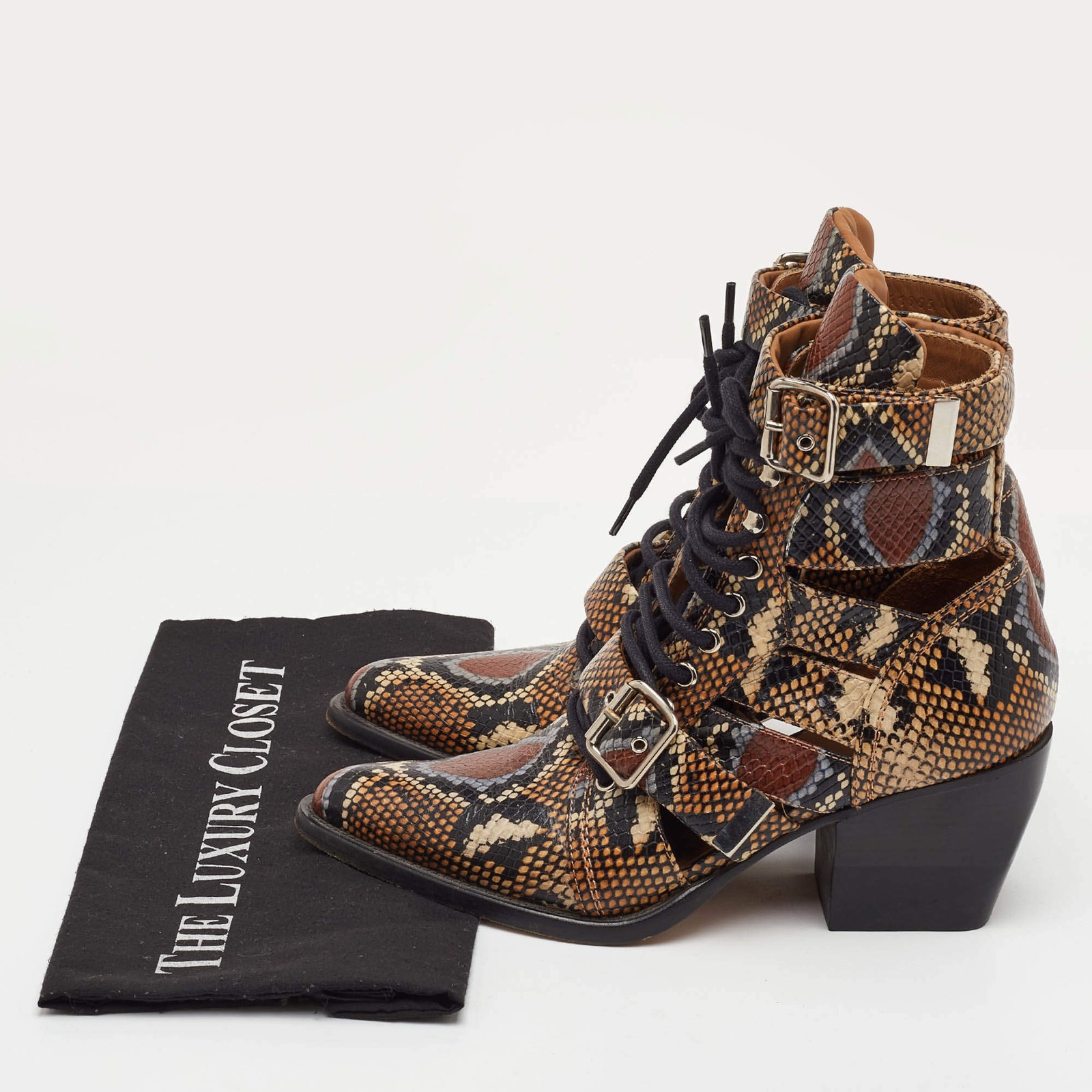 Chloe Rylee Size 38.5 BrownBlack Python Embossed … - image 9