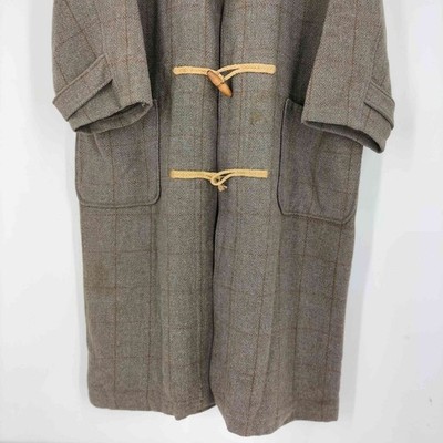 POLO RALPH LAUREN DUFFLE COAT 90s Wool Check M 71cm 27.95in Brown