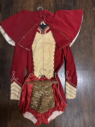 Vintage 3-teiliges Majorette Band Uniform rot weiß gold Pailletten Kostüm CosPlay - Bild 2 von 24
