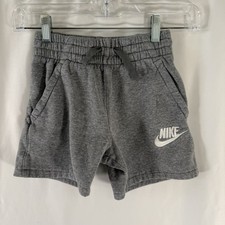 Nike Shorts Girls Small Grey Pull On Drawstring Pockets 4" Inseam Cotton Blend