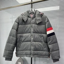 Thom Browne Men/women's Long-sleeved Stand-up Collar Hooded Comfort Down Jacket