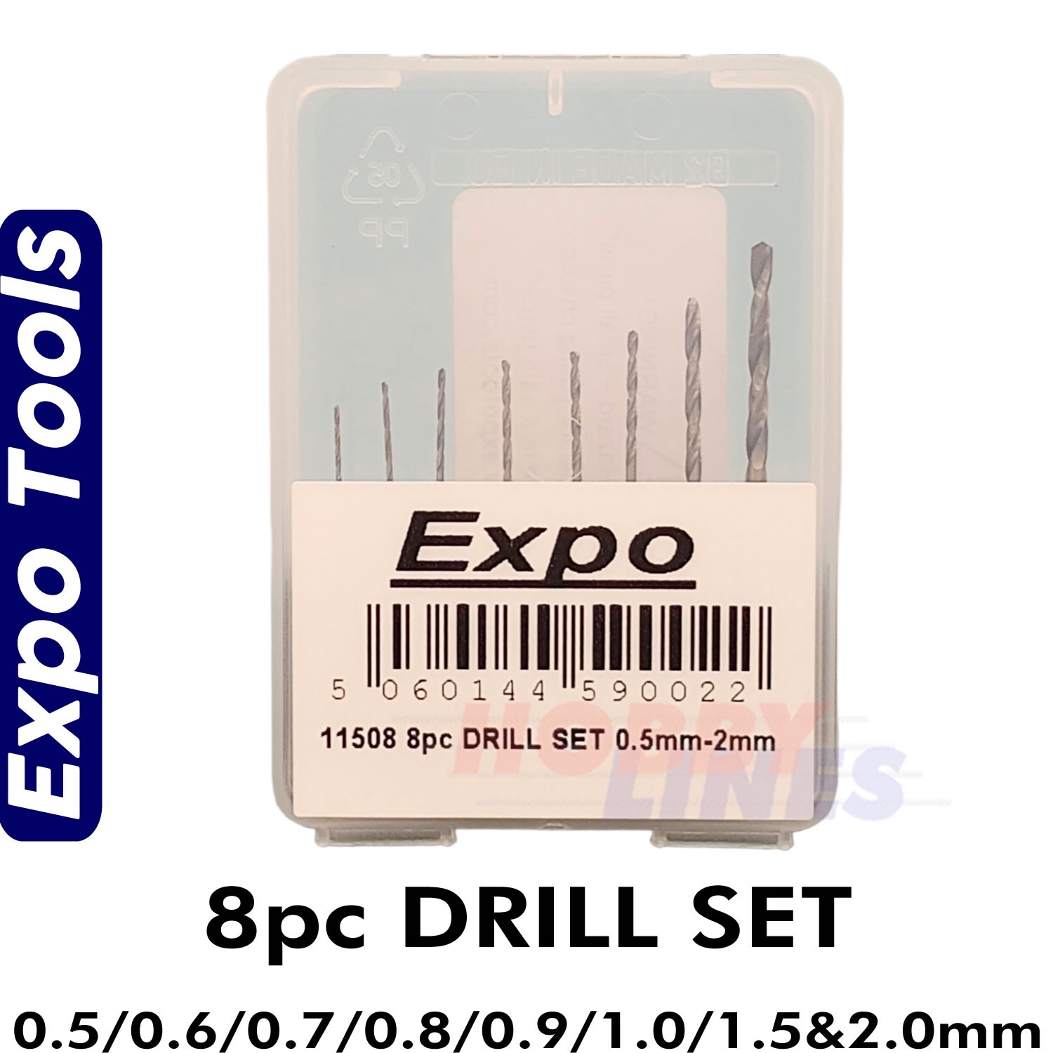EXPO 11508 8pc HSS Drill Bit Set 0.5-2.0mm Sizes - Modelling Tool - Image 2
