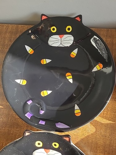 Halloween Black Cat Plates Contemporary