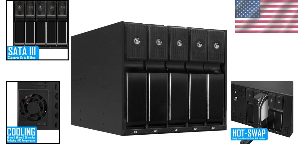 5-Bay Aluminum Trayless Internal Hard Drive Enclosure - Image 2 of 4