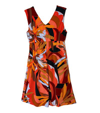 CATO FLORAL SLEEVELESS DRESS, ORANGE, MANGO, PEACH, PETITE L