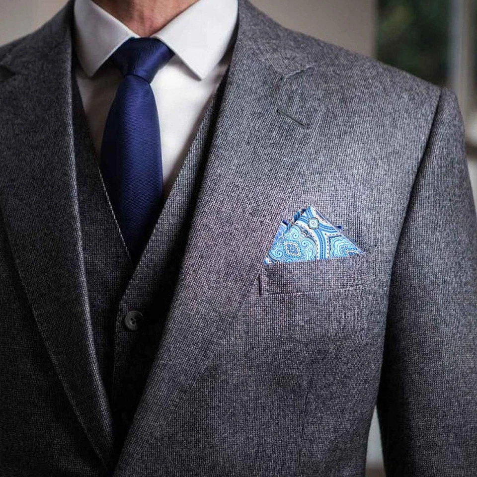 Paquete de 18 pañuelos cuadrados de bolsillo, pañuelos vintage de seda para bodas, Multi-Co Foto 3 de 4