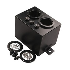 Surge Tank with Fittings Aluminum Fuel Surge Tank Black for Racing, Engine Bay
