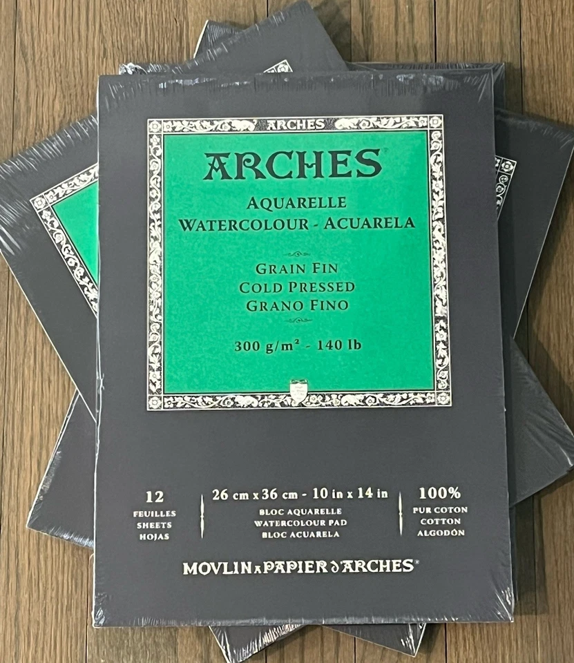 Lot Of 3 Arches Watercolour 10 x 14 In Paper Pads 140 lb. Cold Pressed New